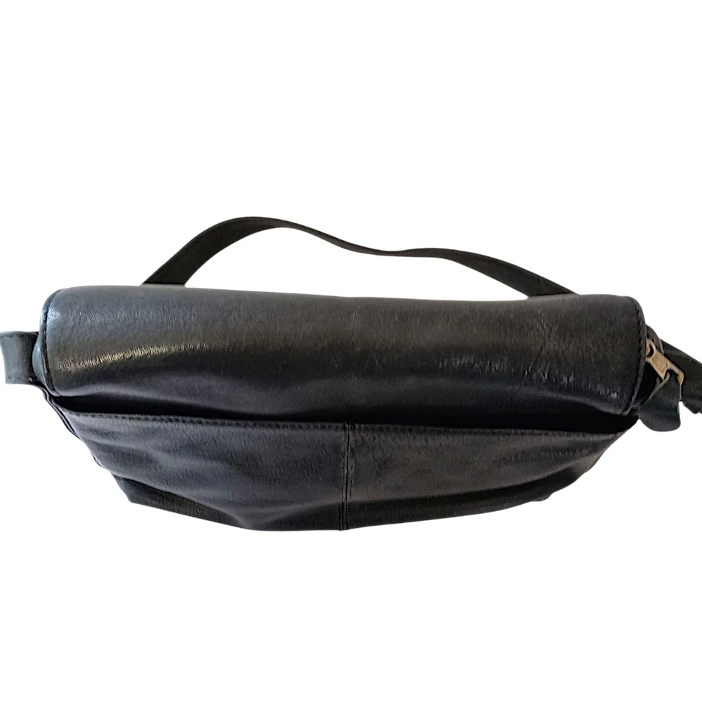 Sabina New York Leather‎ Shoulder Bag Black Navy Old Money Quiet Luxury Vintage